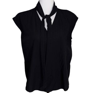 Ann Taylor Black Tie-Neck Blouse